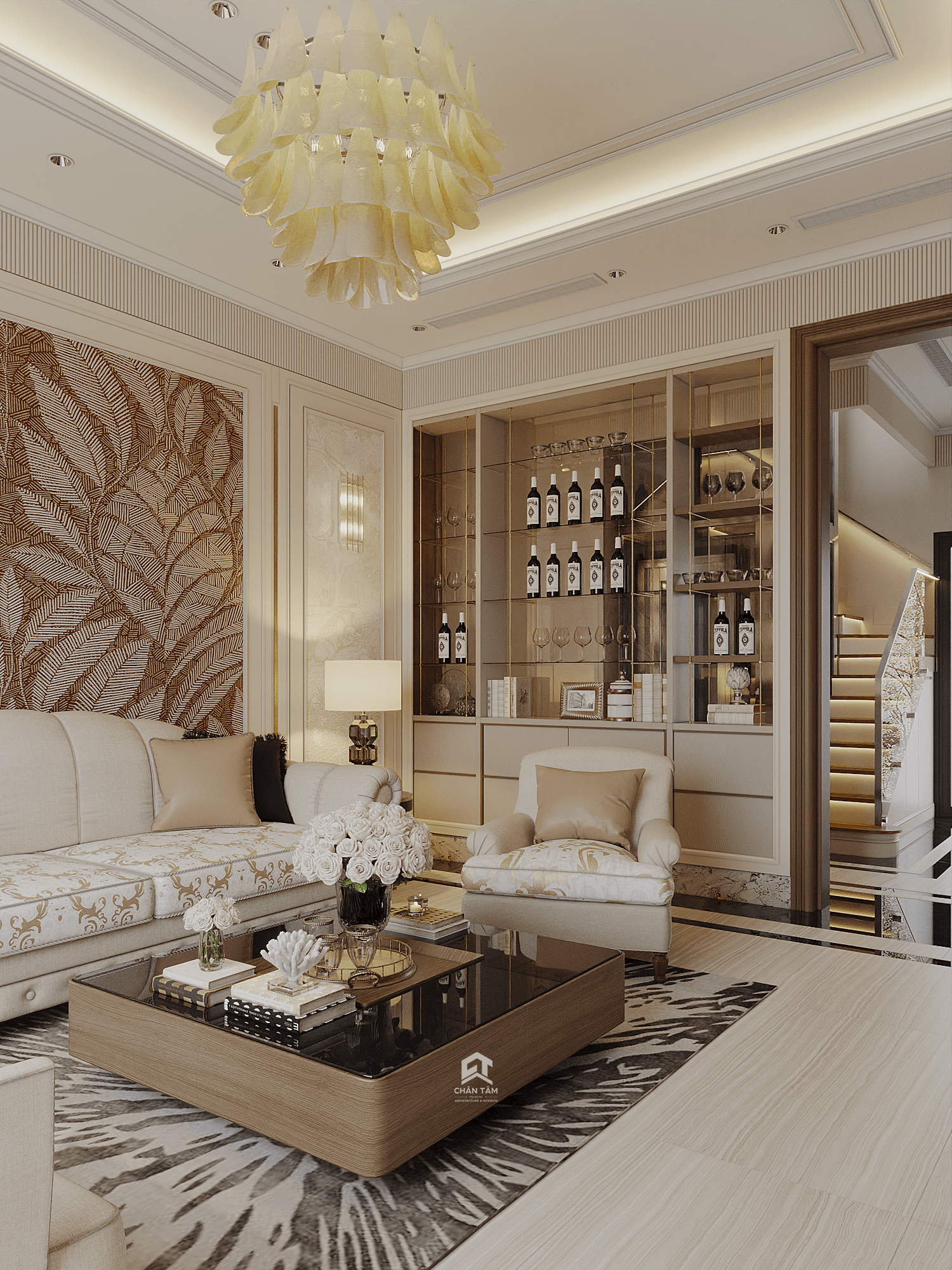Mẫu phòng khách phong cách Tân Cổ Điển (Neo-Classic) tại Biệt thự Vinhomes Cổ Loa - Hình 1