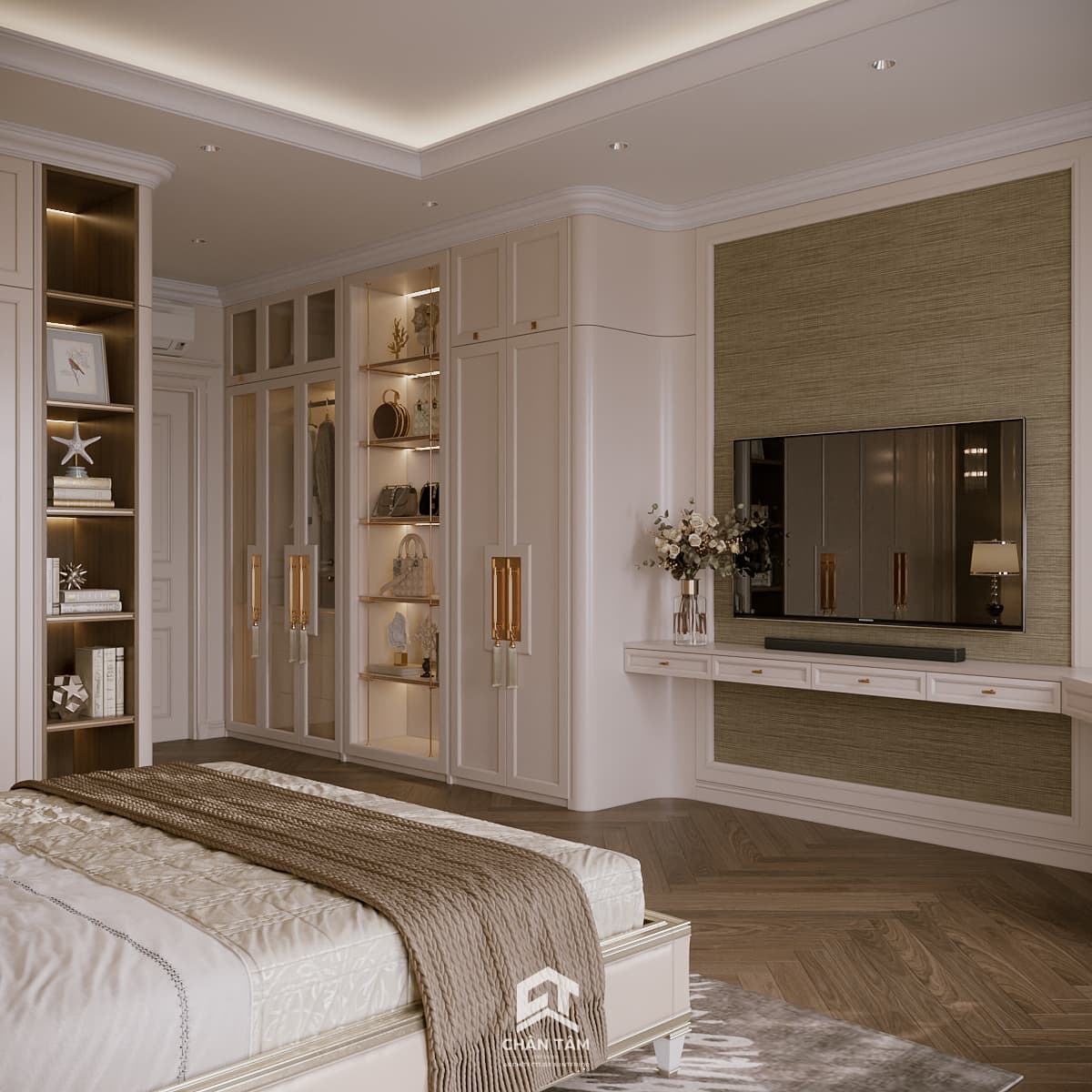 Mẫu phòng ngủ master phong cách Tân Cổ Điển (Neo-Classic) tại Biệt thự Vinhomes Cổ Loa - Hình 2