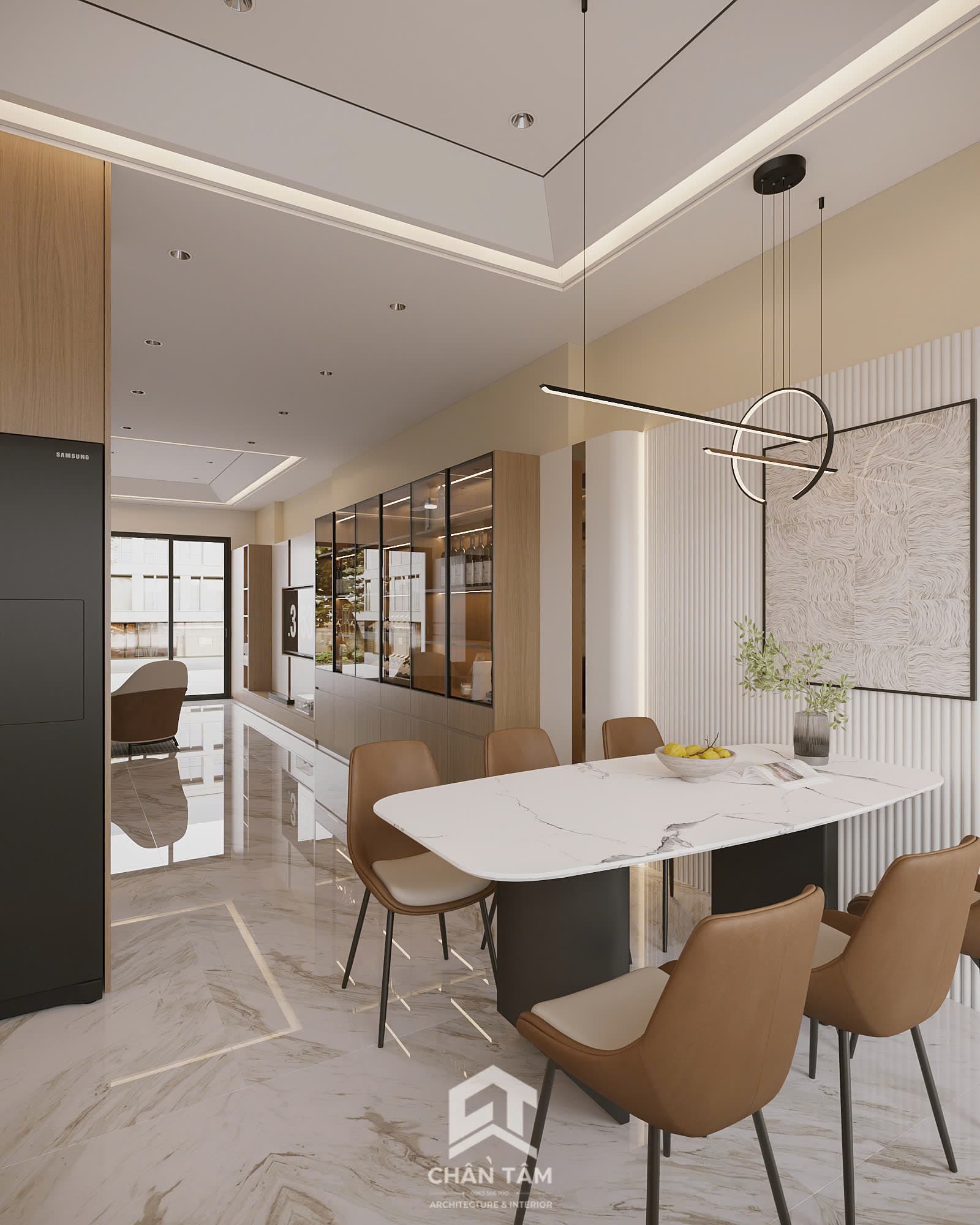 Mẫu phòng khách & bếp phong cách Hiện đại (Modern) tại Nhà phố anh Bình - Hình 2