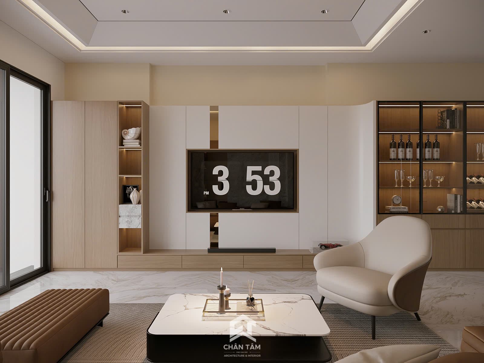 Mẫu phòng khách & bếp phong cách Hiện đại (Modern) tại Nhà phố anh Bình - Hình 4