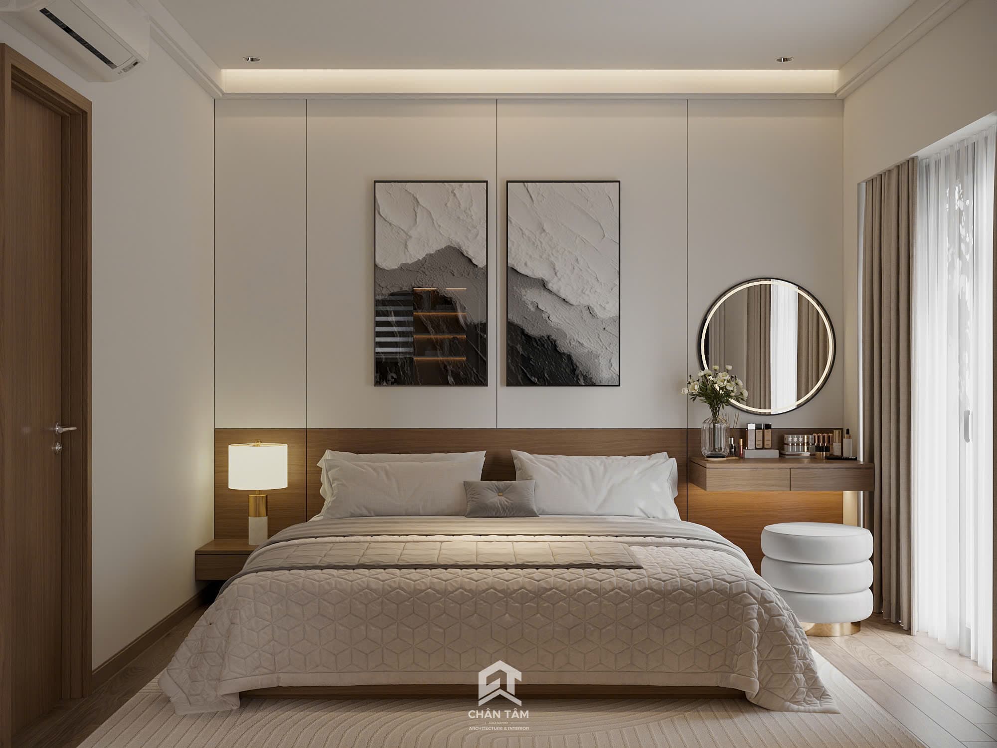 Mẫu phòng ngủ master 2 phong cách Hiện đại (Modern) tại Nhà phố anh Vượng - Hình 1