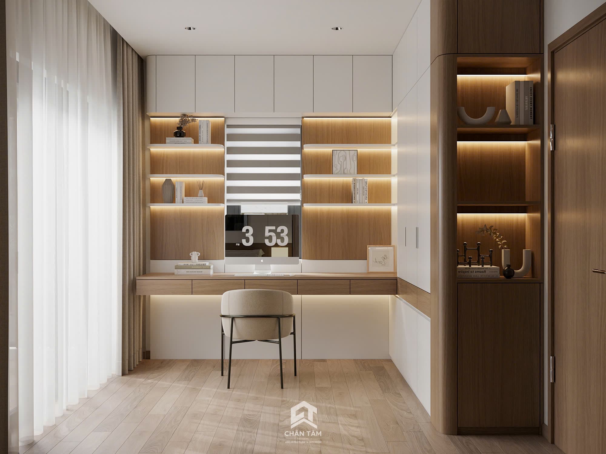 Mẫu phòng ngủ master 2 phong cách Hiện đại (Modern) tại Nhà phố anh Vượng - Hình 3