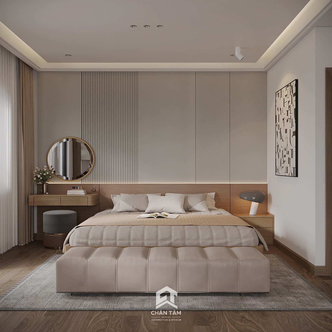Mẫu phòng ngủ master 1 phong cách Hiện đại (Modern) tại Nhà phố anh Vượng - Hình 1