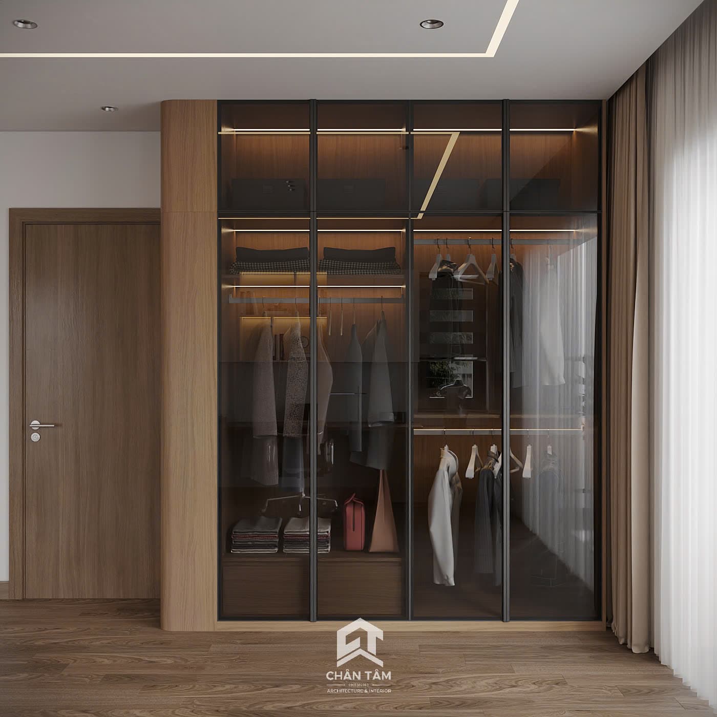 Mẫu phòng ngủ master 1 phong cách Hiện đại (Modern) tại Nhà phố anh Vượng - Hình 4