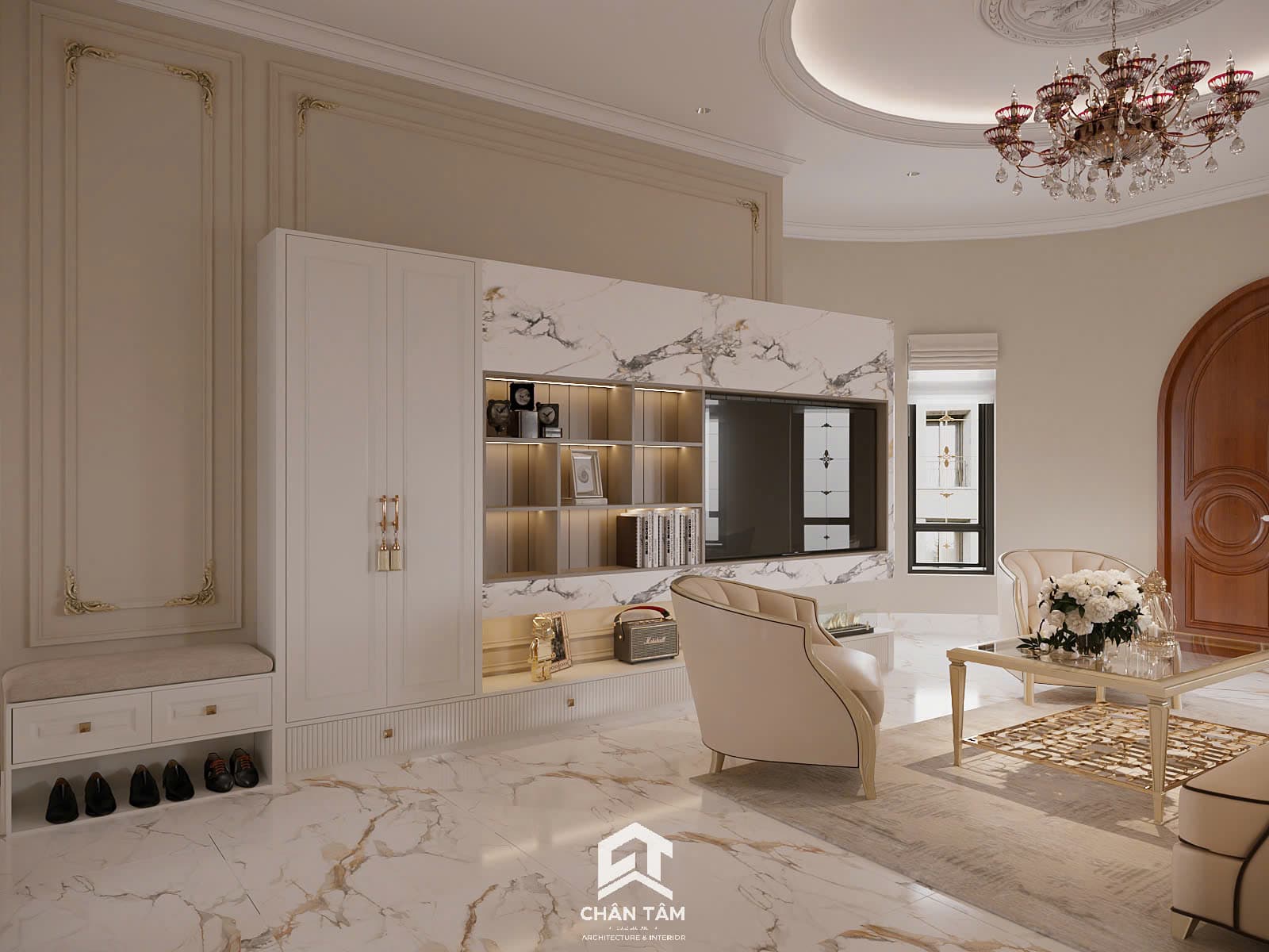 Mẫu phòng khách & bếp phong cách Tân Cổ Điển (Neo-Classic) tại Nhà phố anh Đạt - Hình 4