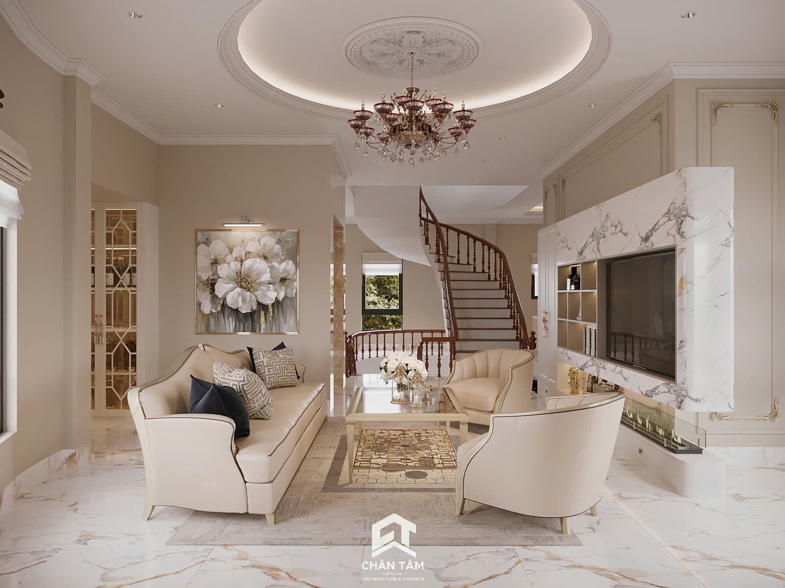 Mẫu phòng khách & bếp phong cách Tân Cổ Điển (Neo-Classic) tại Nhà phố anh Đạt - Hình 3