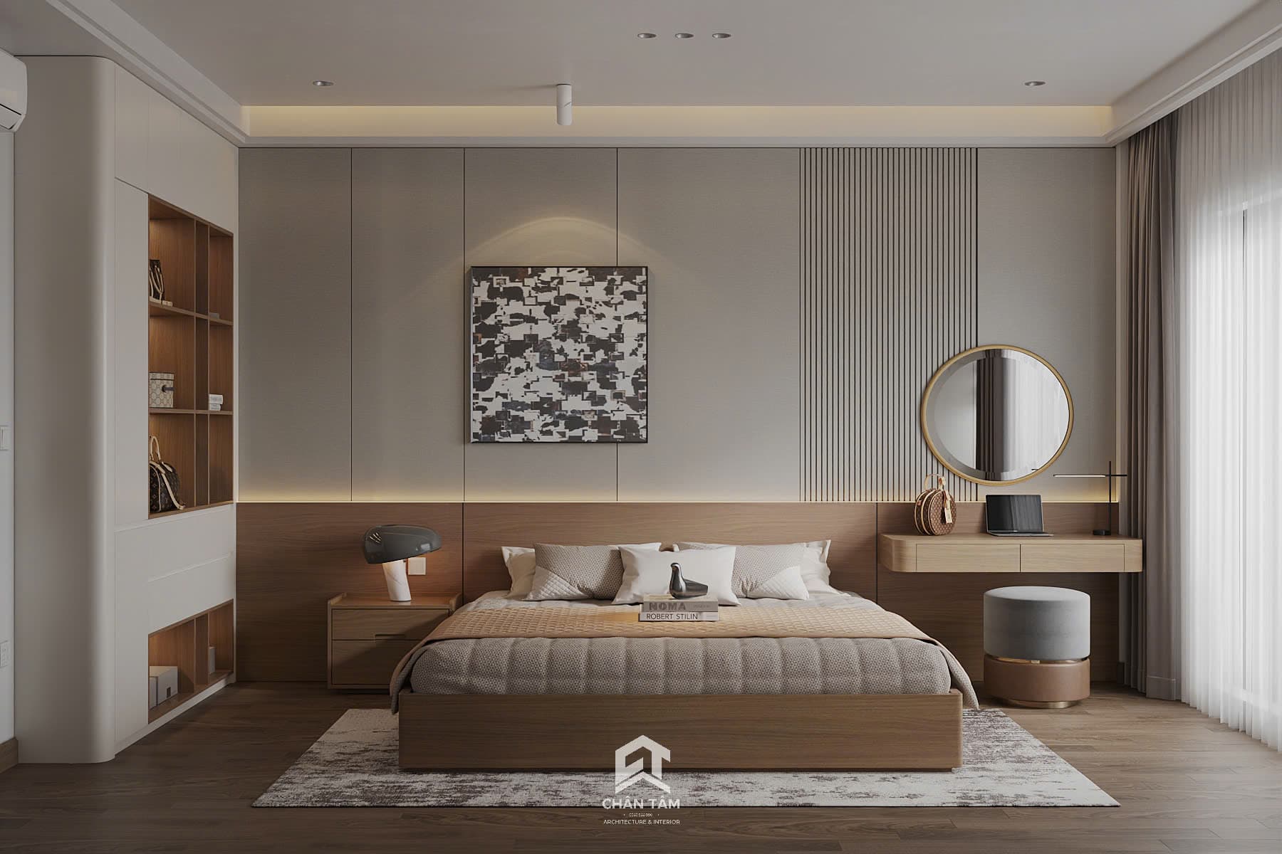 Mẫu phòng ngủ master phong cách Hiện đại (Modern) tại Nhà phố anh Hải - Hình 1