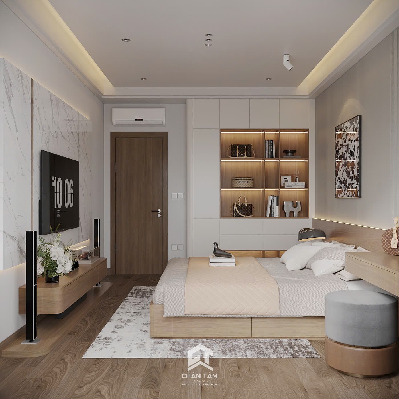 Mẫu phòng ngủ master phong cách Hiện đại (Modern) tại Nhà phố anh Hải - Hình 4