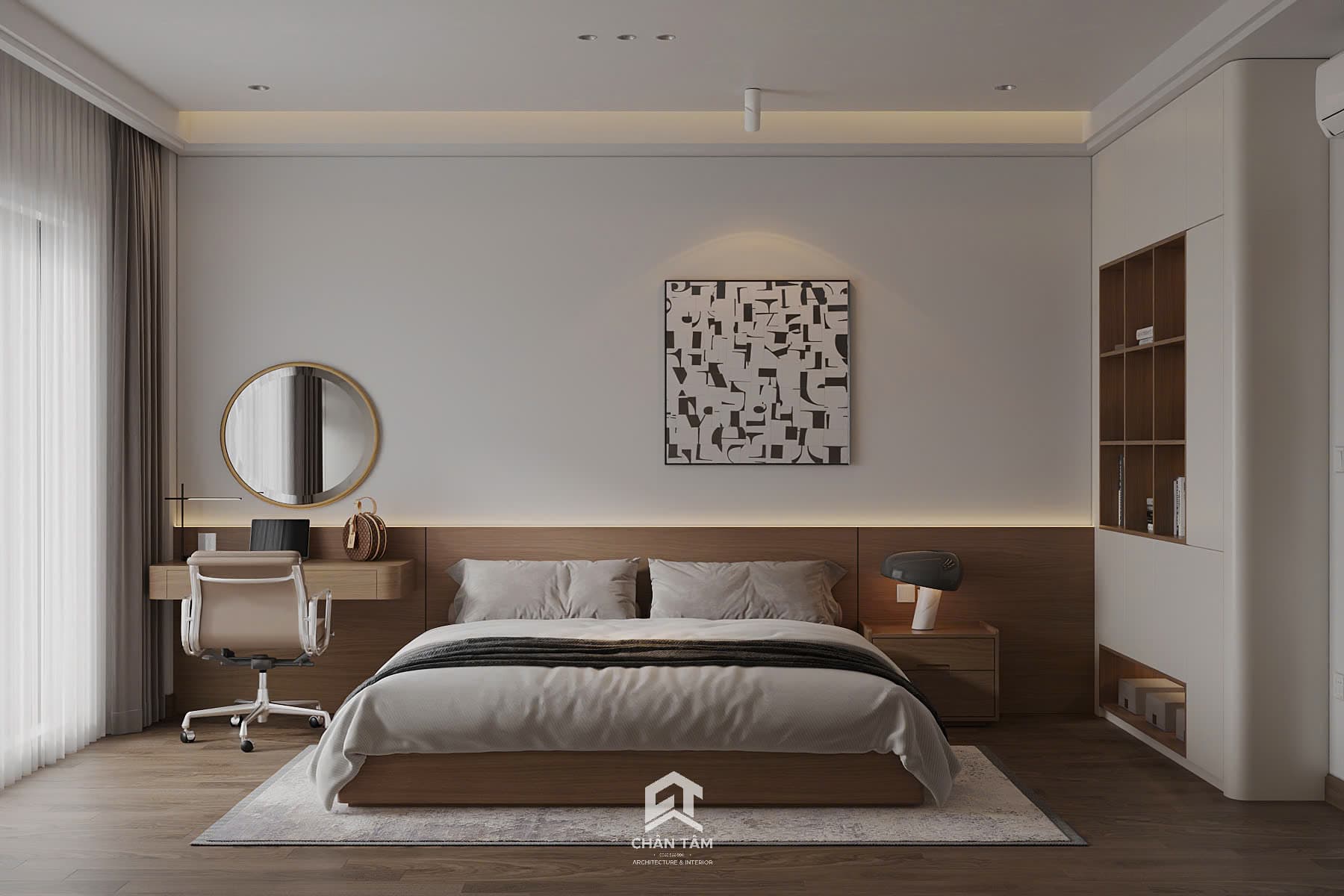 Mẫu phòng ngủ 1 phong cách Hiện đại (Modern) tại Nhà phố anh Hải - Hình 1