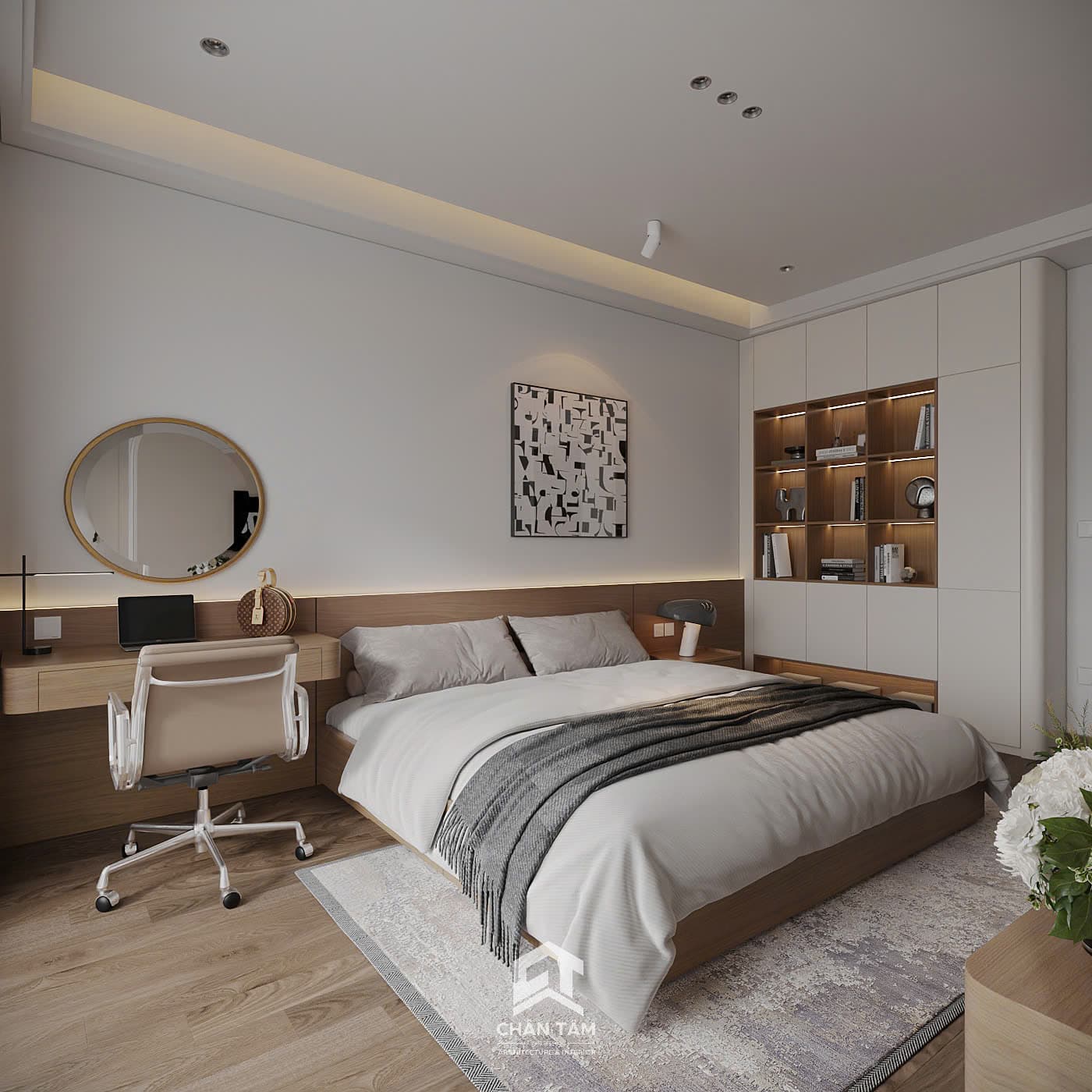 Mẫu phòng ngủ 1 phong cách Hiện đại (Modern) tại Nhà phố anh Hải - Hình 2