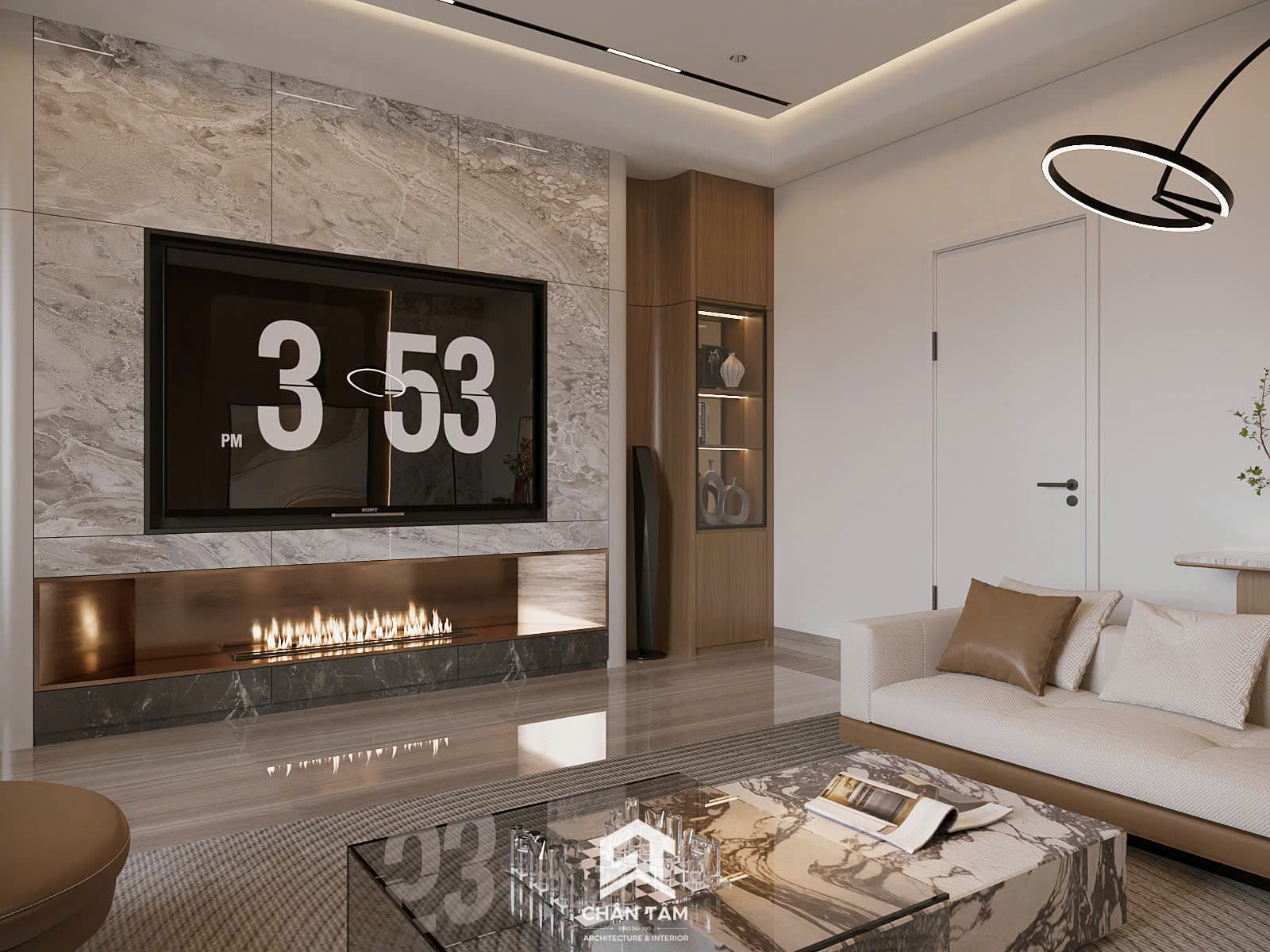 Mẫu phòng khách & bếp phong cách Hiện đại (Modern) tại Nhà phố anh Hải - Hình 4