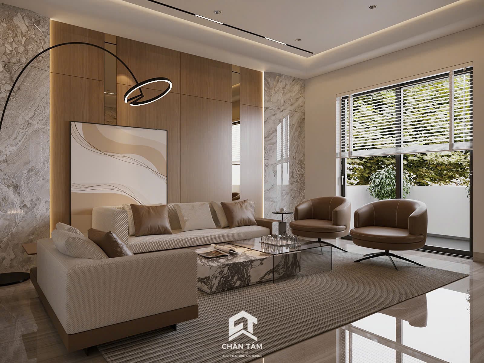 Mẫu phòng khách & bếp phong cách Hiện đại (Modern) tại Nhà phố anh Hải - Hình 2