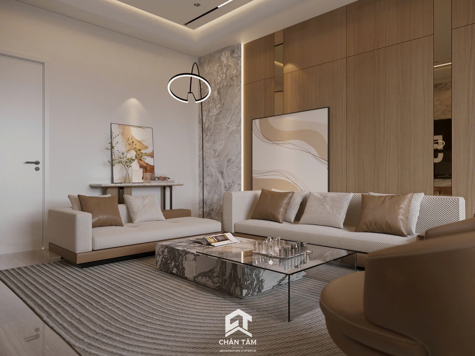 Mẫu phòng khách & bếp phong cách Hiện đại (Modern) tại Nhà phố anh Hải - Hình 3