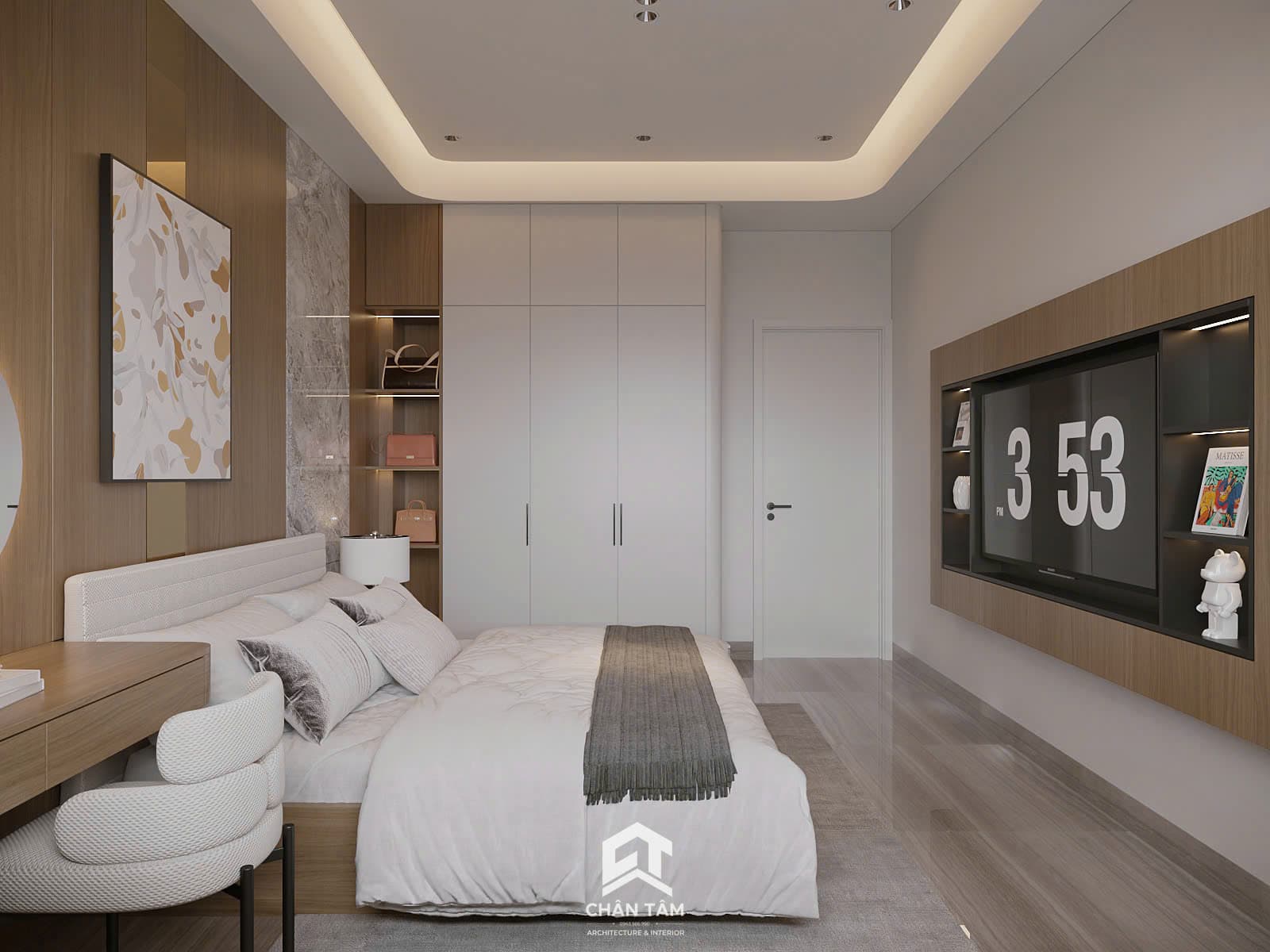 Mẫu phòng ngủ 2 phong cách Hiện đại (Modern) tại Nhà phố anh Hải - Hình 2