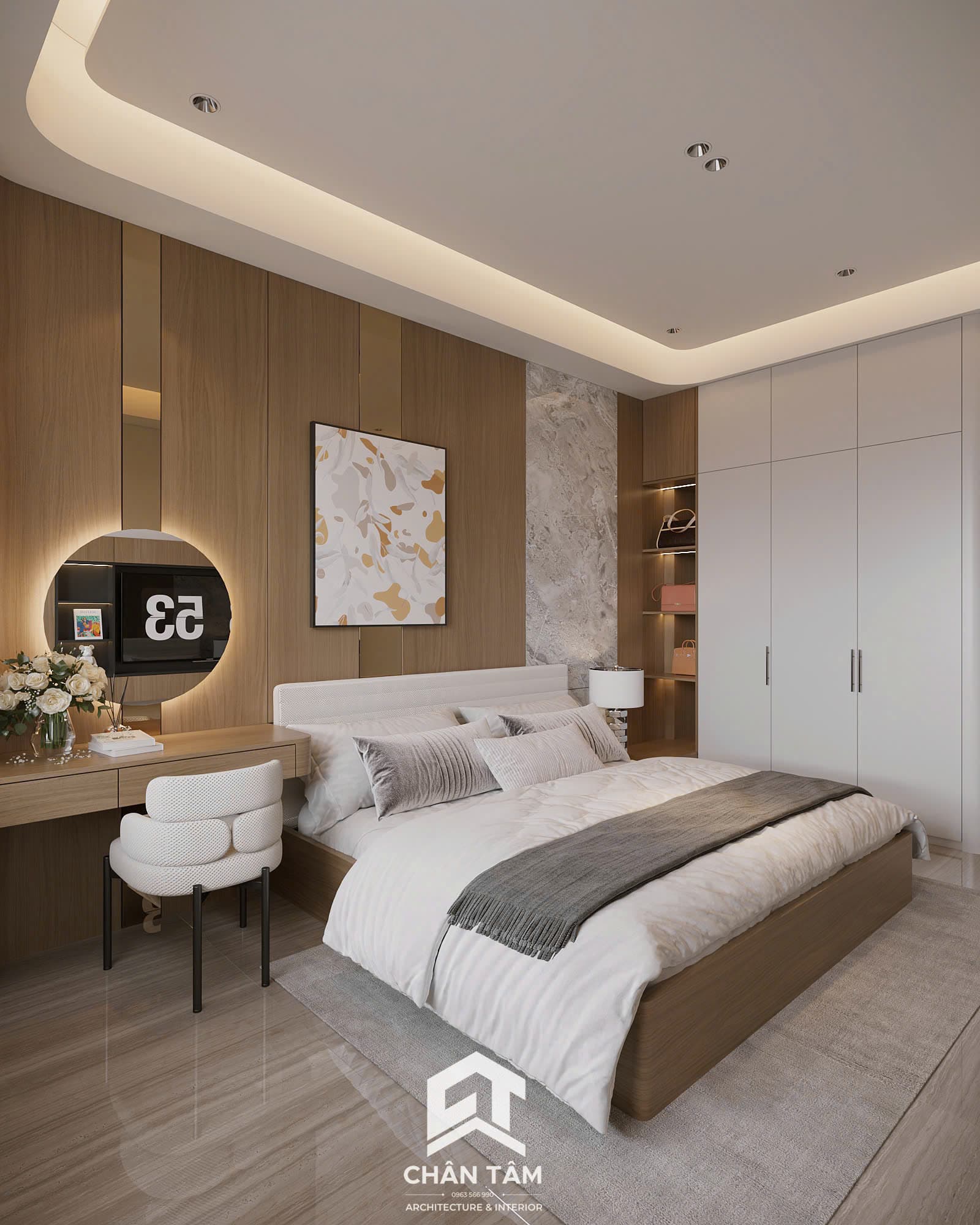 Mẫu phòng ngủ 2 phong cách Hiện đại (Modern) tại Nhà phố anh Hải - Hình 3