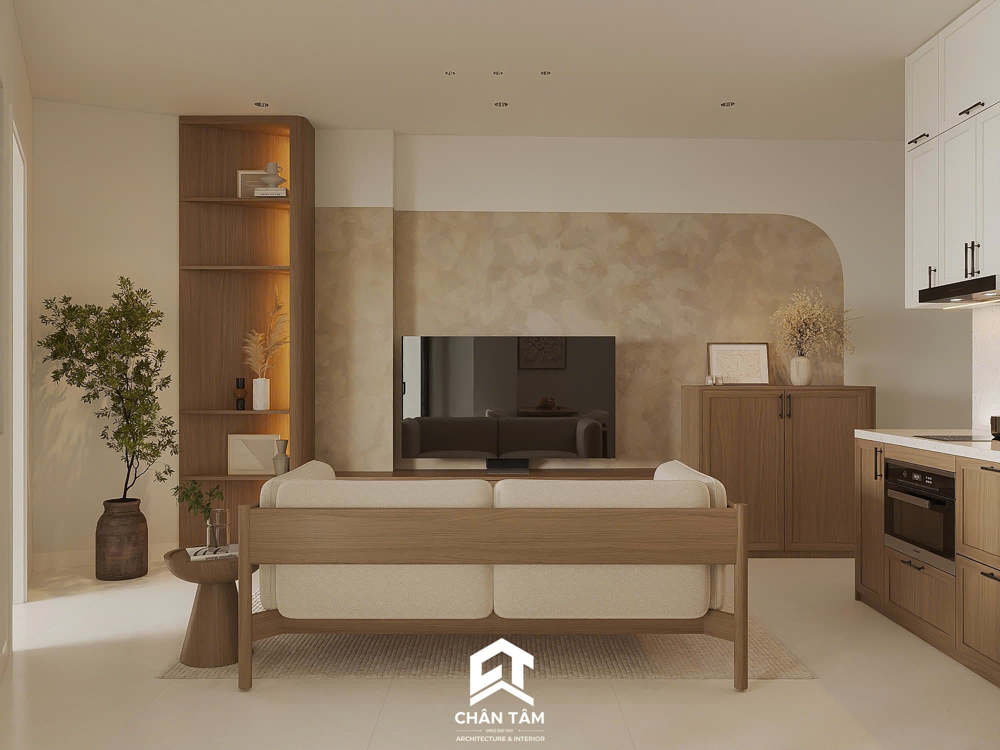 Mẫu phòng khách & bếp phong cách Hiện đại (Modern) tại Nhà phố chị Thu - Hình 3
