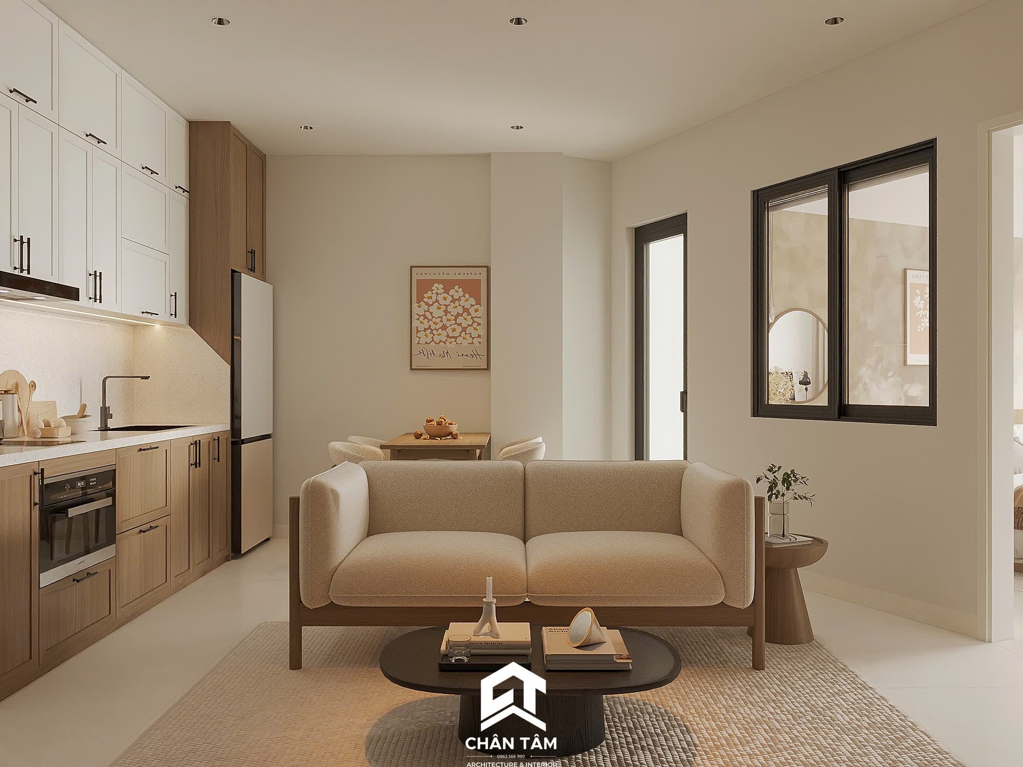 Mẫu phòng khách & bếp phong cách Hiện đại (Modern) tại Nhà phố chị Thu - Hình 2