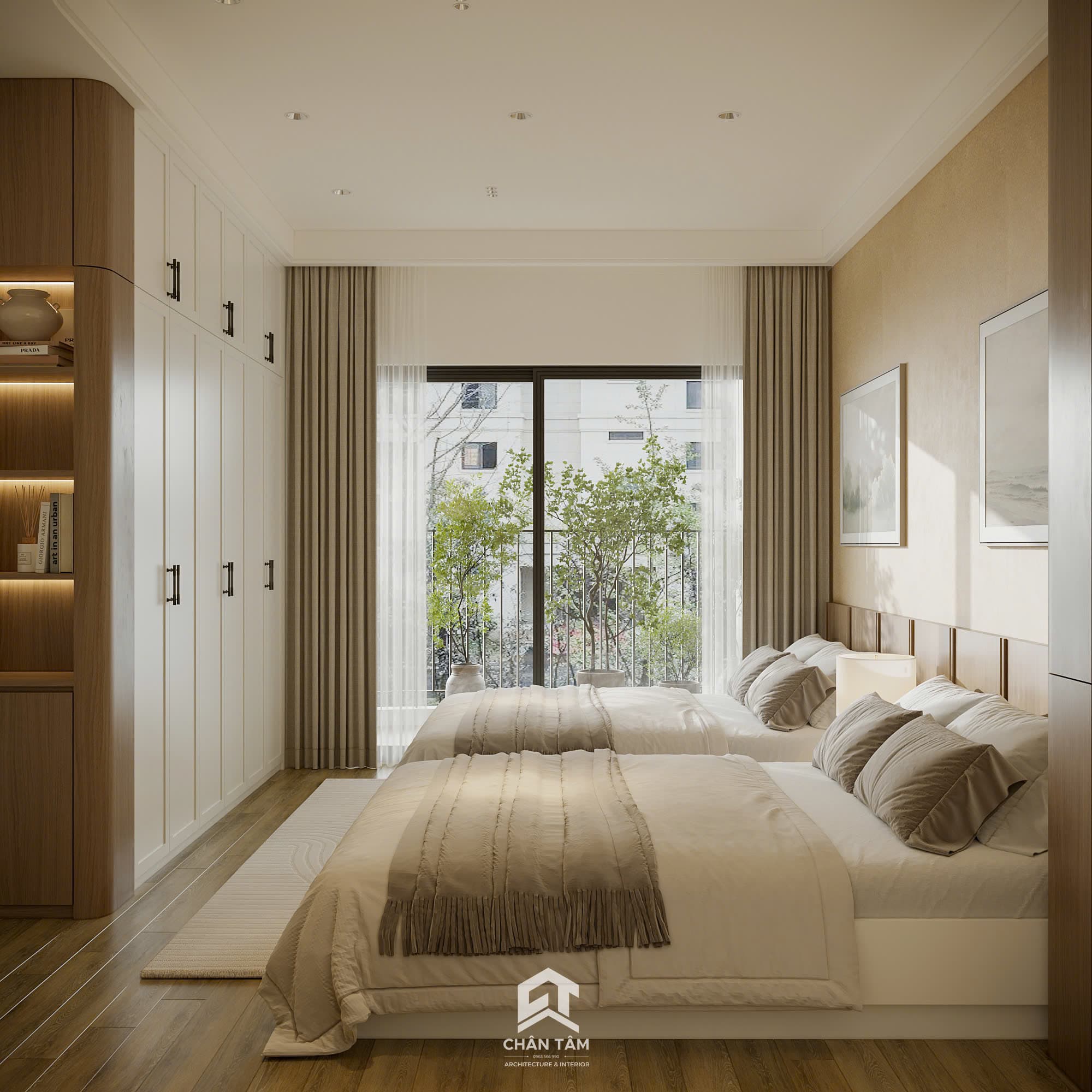 Mẫu phòng ngủ ông bà phong cách Hiện đại (Modern) tại Nhà phố chị Thu - Hình 2