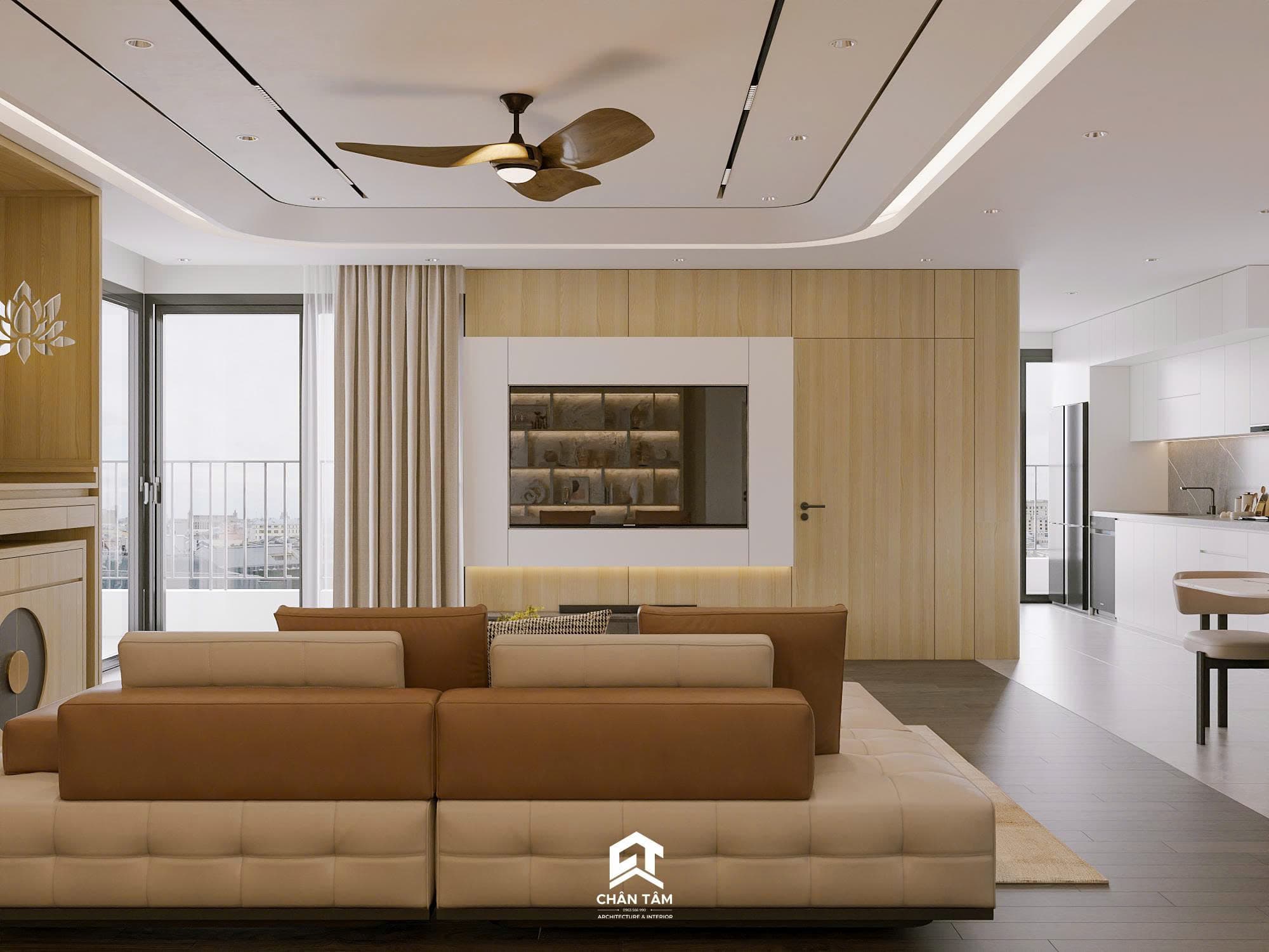 Mẫu không gian khách & bếp phong cách Hiện đại (Modern) tại Căn hộ anh Cường - Hình 1