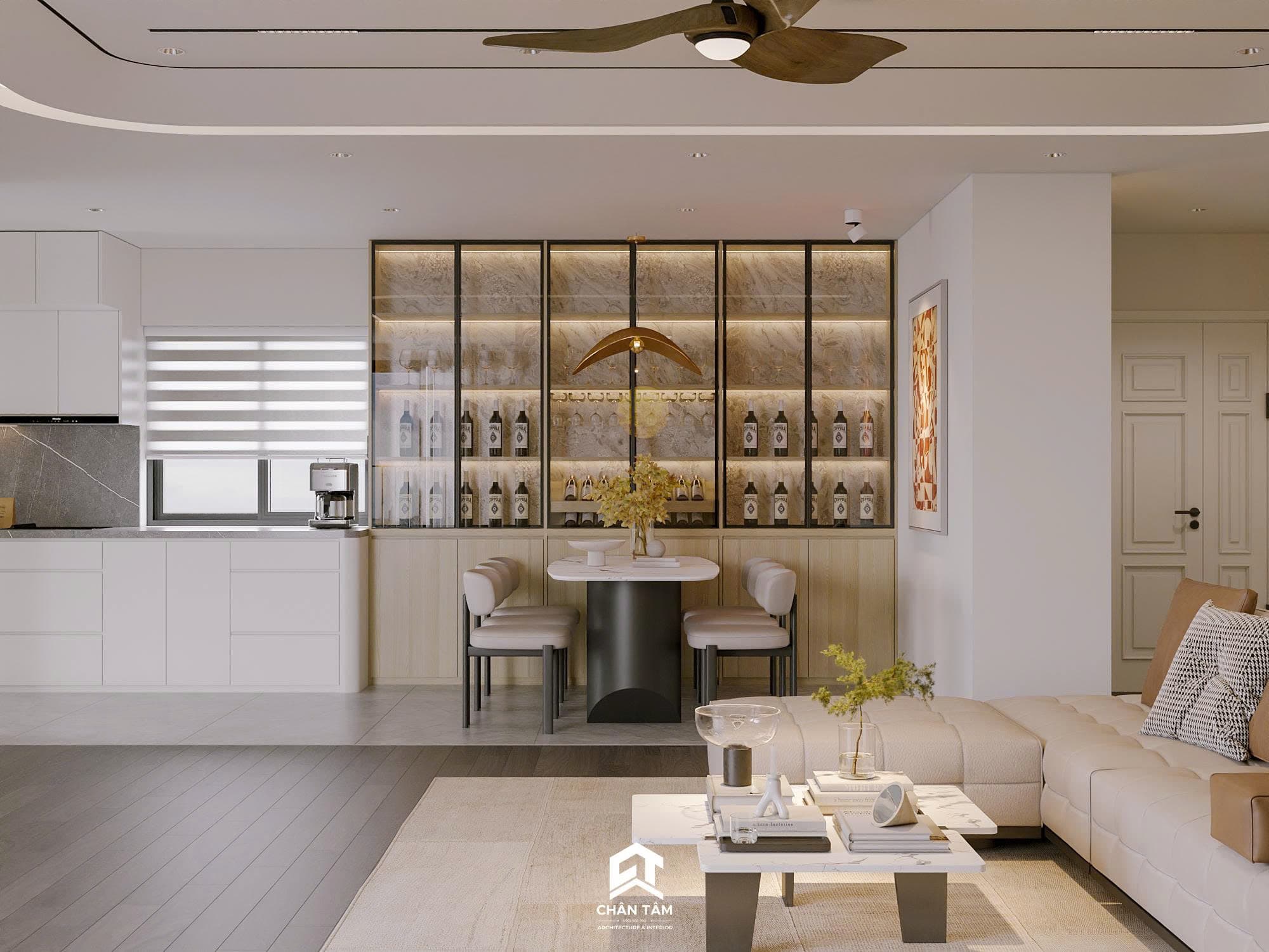 Mẫu không gian khách & bếp phong cách Hiện đại (Modern) tại Căn hộ anh Cường - Hình 5