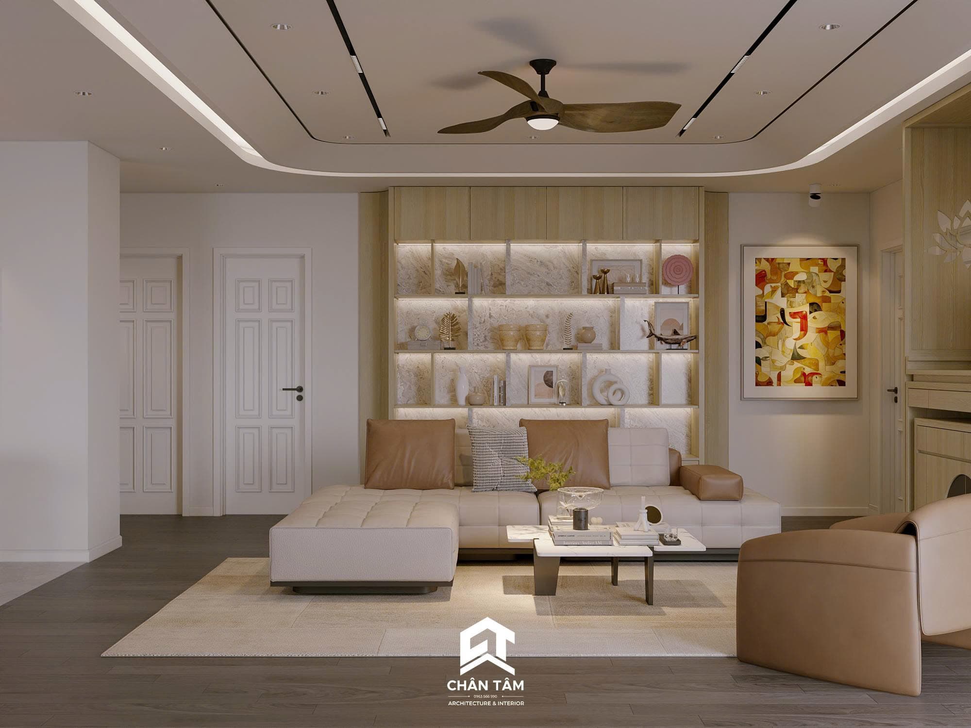 Mẫu không gian khách & bếp phong cách Hiện đại (Modern) tại Căn hộ anh Cường - Hình 4