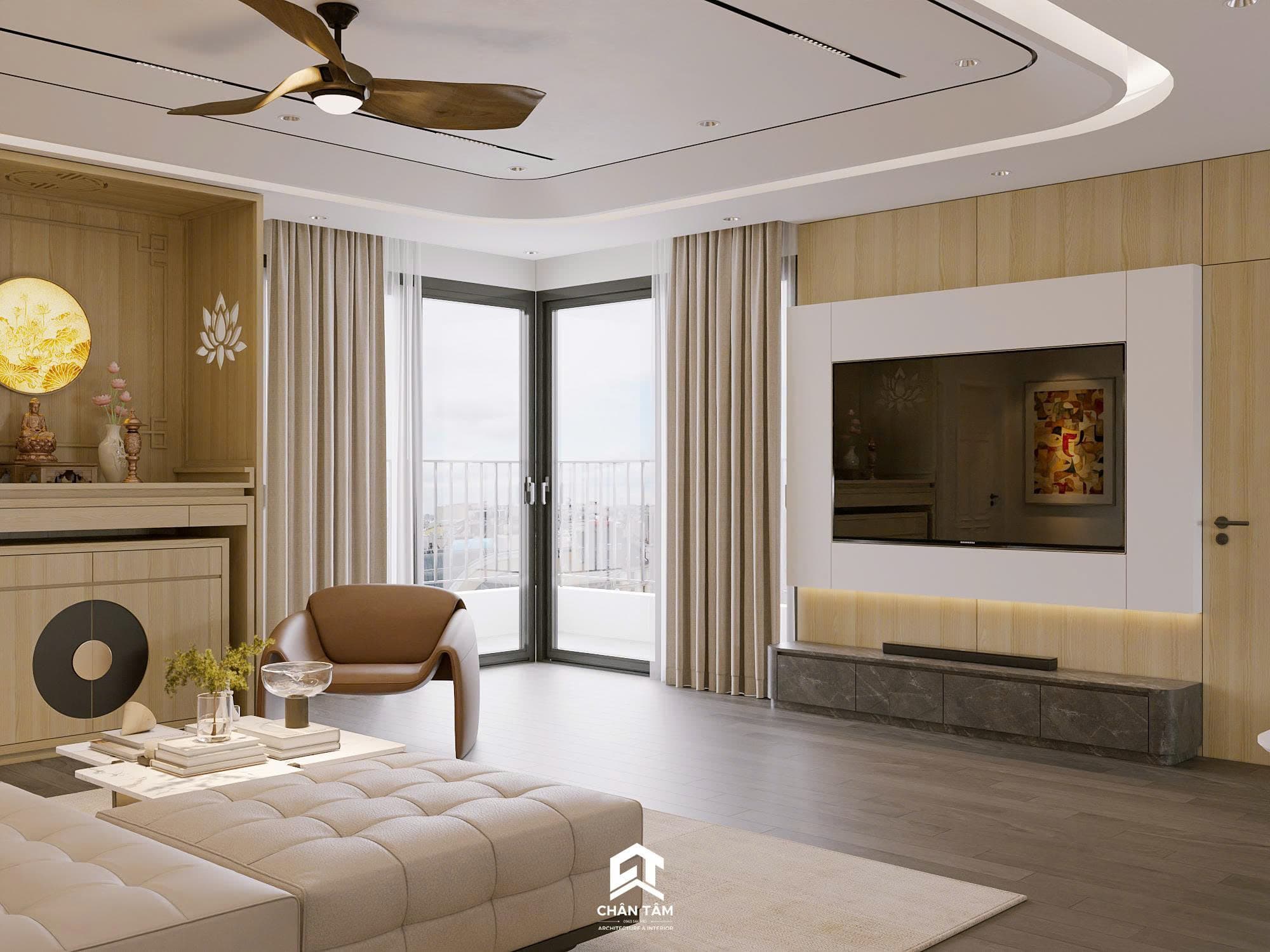 Mẫu không gian khách & bếp phong cách Hiện đại (Modern) tại Căn hộ anh Cường - Hình 2