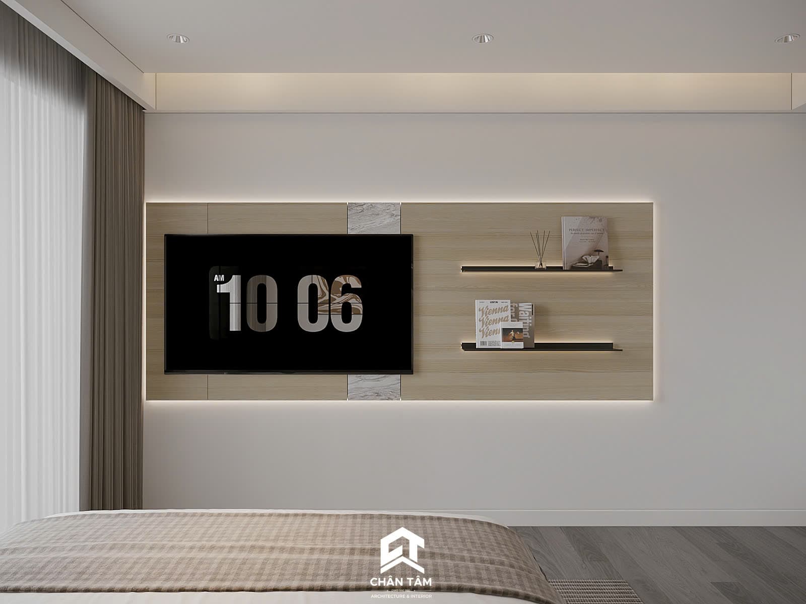 Mẫu phòng ngủ master phong cách Hiện đại (Modern) tại Căn hộ anh Cường - Hình 4