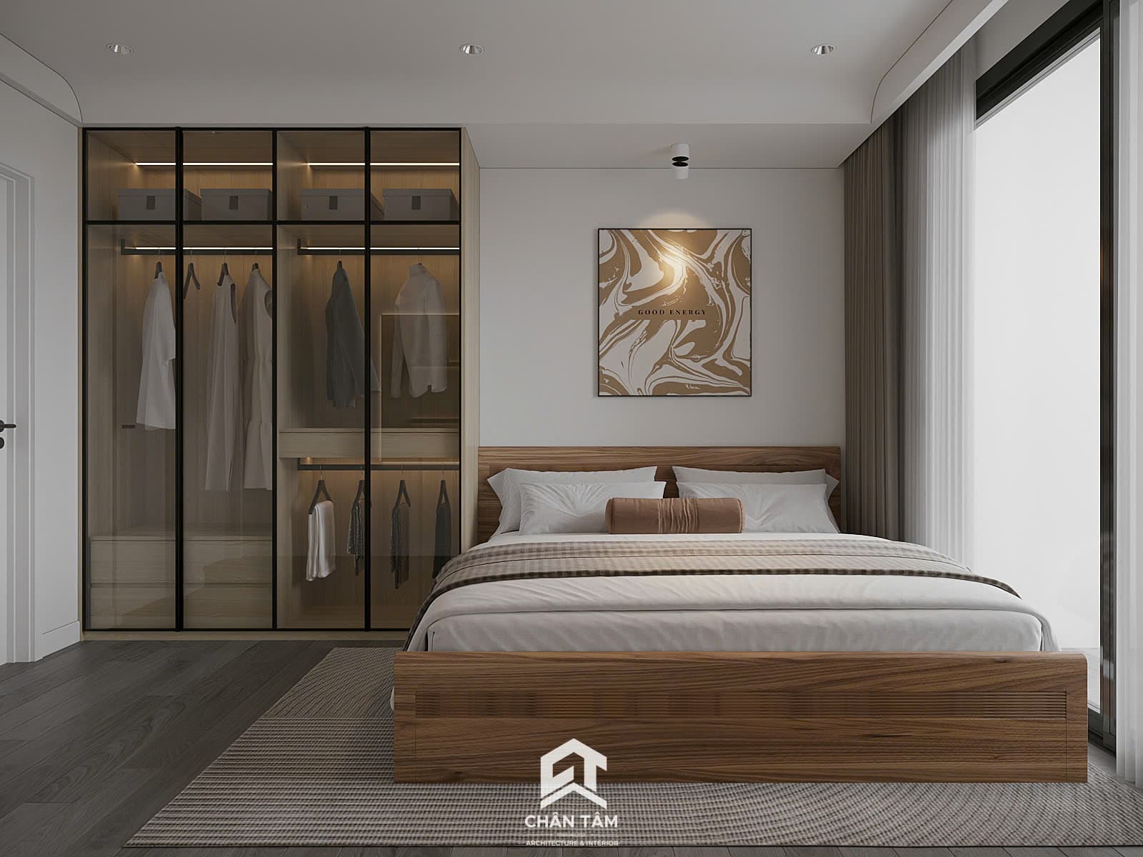 Mẫu phòng ngủ master phong cách Hiện đại (Modern) tại Căn hộ anh Cường - Hình 2